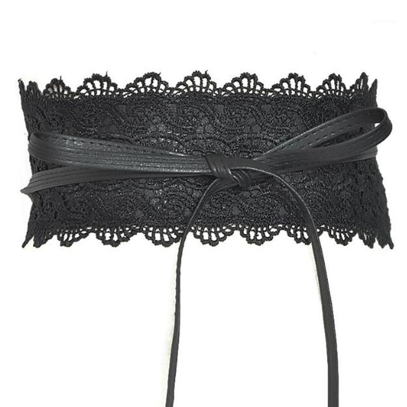 

Black Lace Corset Belt for Women Female Tie up Bowknot Elastic Waist Wide Belts for Wedding Party Dress Waistband Accessories1