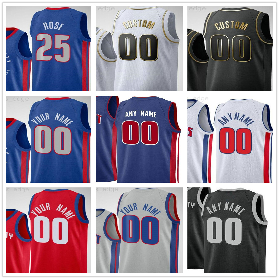 

Custom Printed Detroit Blake 23 Griffin Derrick 25 Rose Jerami 9 Grant Killian 7 Hayes Saddiq Bey Men Woman Kids Pistons Basketball Jerseys, As picture