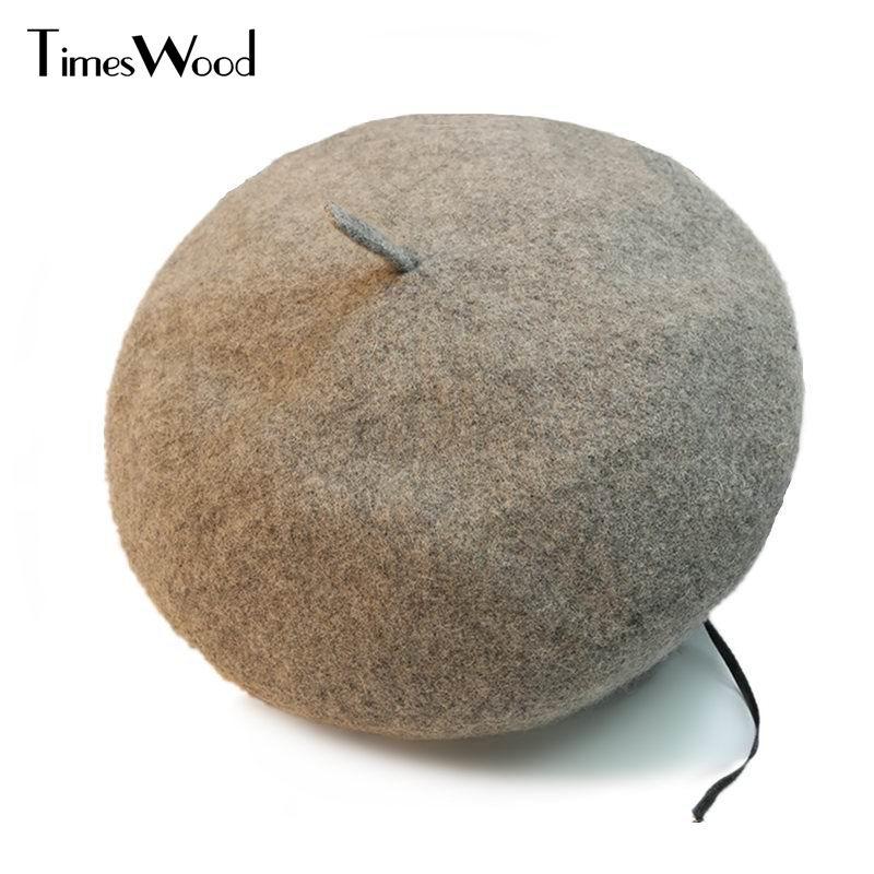 

TIMESWOOD] Woolen Berets Hat Lady Fashion Wool Caps Women French Beret Spring Fall Winter Felt Beanie Black Red Pink Grey Khaki