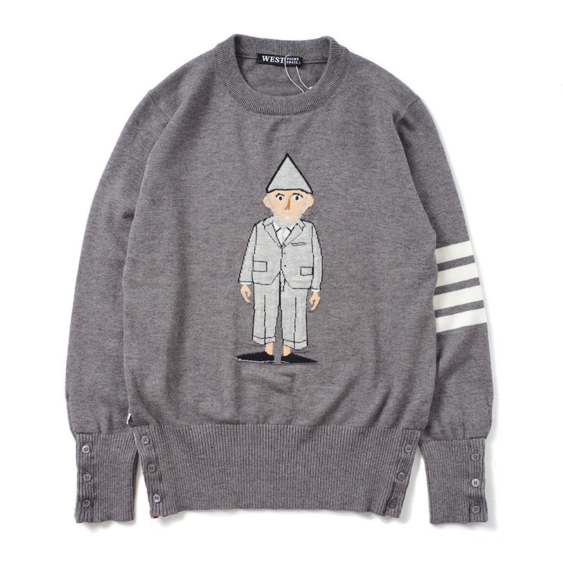 

2021 New Luxury Men Winter Striped Embroidered Character Mesh Sweaters Asian Plug High Quality # E20 5OGZ, Dark grey