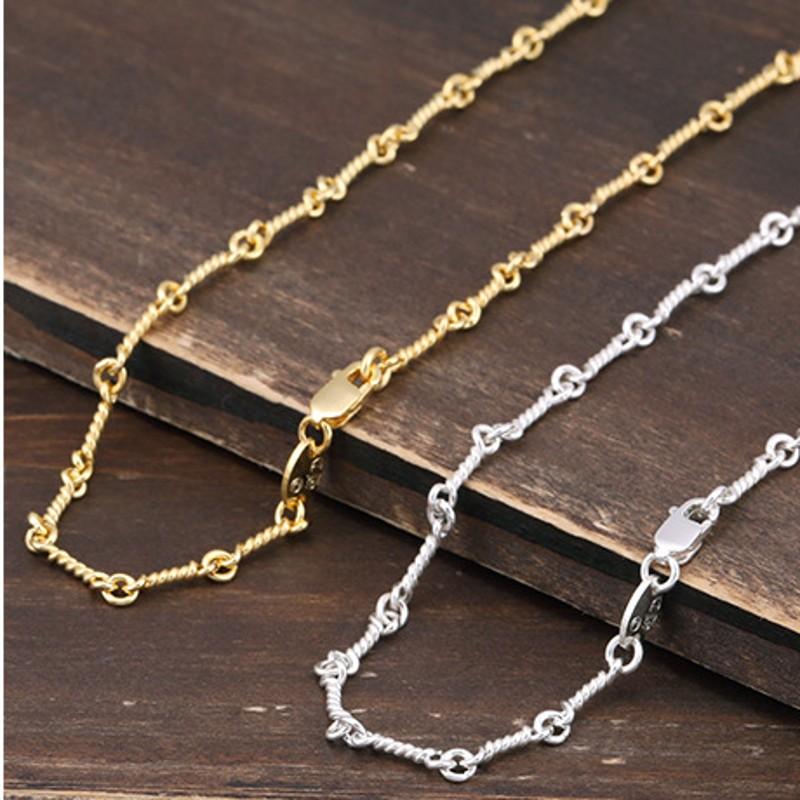 

BOCAI S925 pure silver necklace beautiful Thai silver necklace personality contracted section rope chain