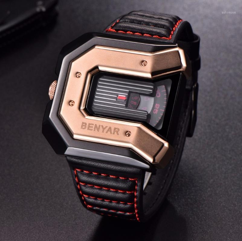 

BENYAR Top Creative Fashion Design Sport Men Wristwatches Analog Quartz Wristwatch Business Watch For Men Male Cloc1, Black orange