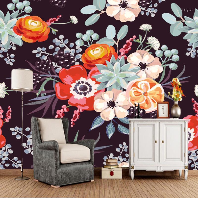 

Custom mural wallpaper flowers, vintage floral murals for living room bedroom background decorative waterproof wallpaper1, White