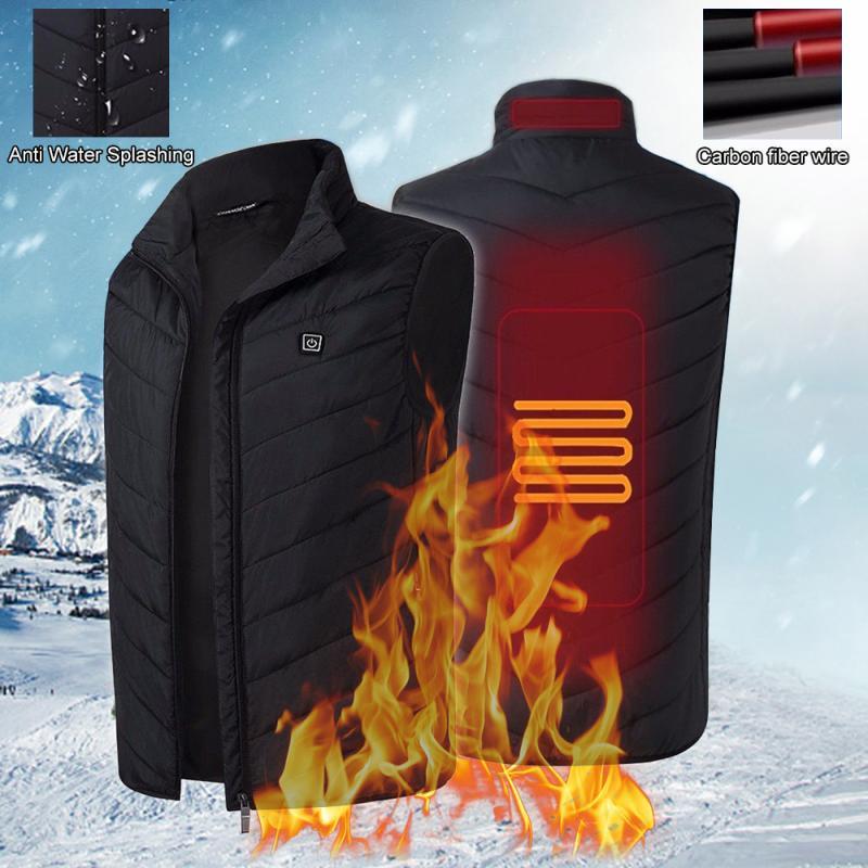 

Electric 3 Gear Temperature Adjustment Heating Warm Vest USB Charging Winter Outdoor Waterproof Windproof Thermal Warm Waistcoat, Black