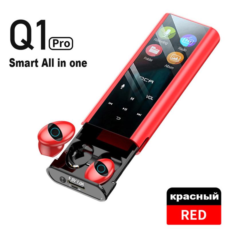 

Q1Multi-function MP3 Player Earphone Wireless Bluetooth Earphone Earbuds IPX7 Waterpoor 9D TWS 6000mAh Power Bank, Black