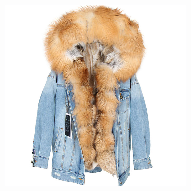 

2021 New Cowboy Winter Women Jacket Parkes Real Natural Royal Fur LMCG, Turquoise