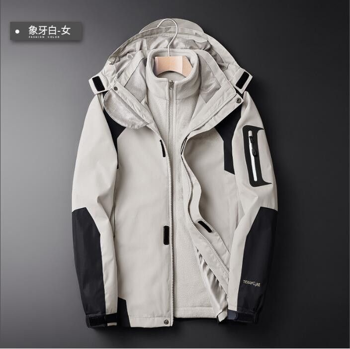 

2021 New Winter Warm Softshell Fleece Jacket Men/women Outdoor Windproof Waterproof Male Bomber Jackets T74J, Men beige