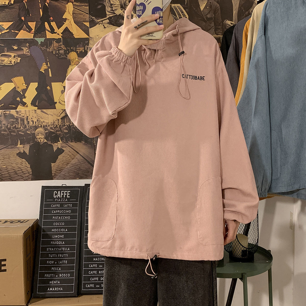 

Male Spring 2021 and Winter Sweet New Hoodie Sweater Men's Clothes J3QK, Apricot