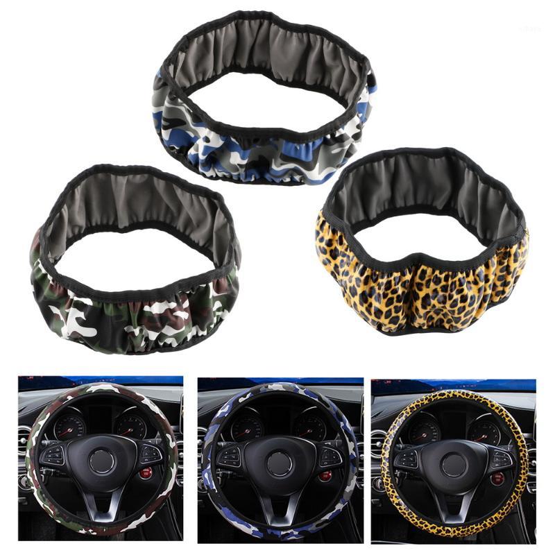 

Fit For Most Cars Leopard PU Car Steering Wheel Cover Microfiber Leather Skidproof Camouflage Car Steering-wheel Cover1