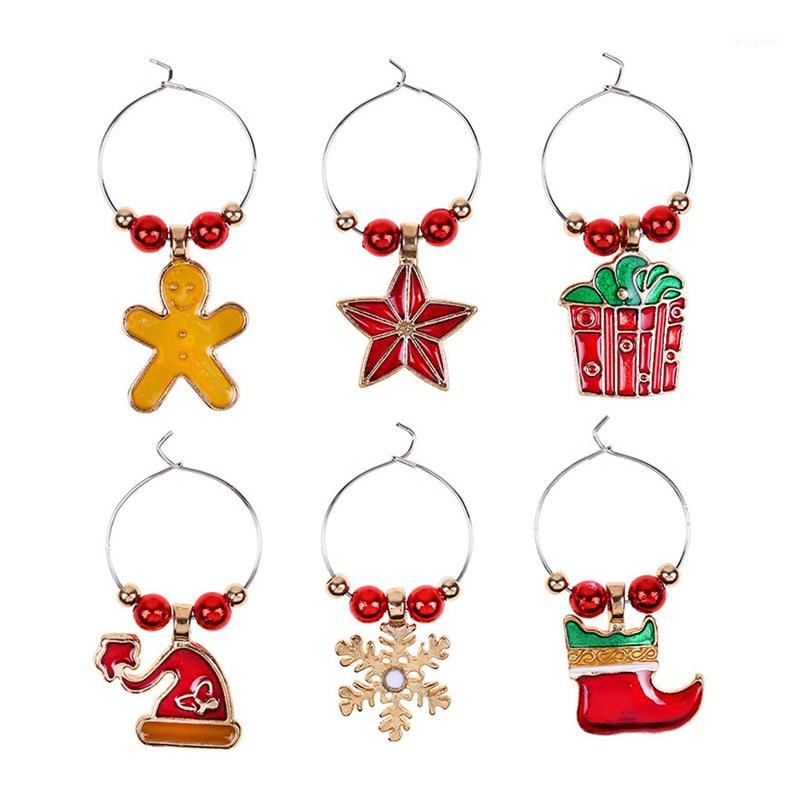 

6Pcs/Lot Christmas Wine Glass Decoration Charms Party Cup Ring Table Decorations Xmas Pendants Decoracion1