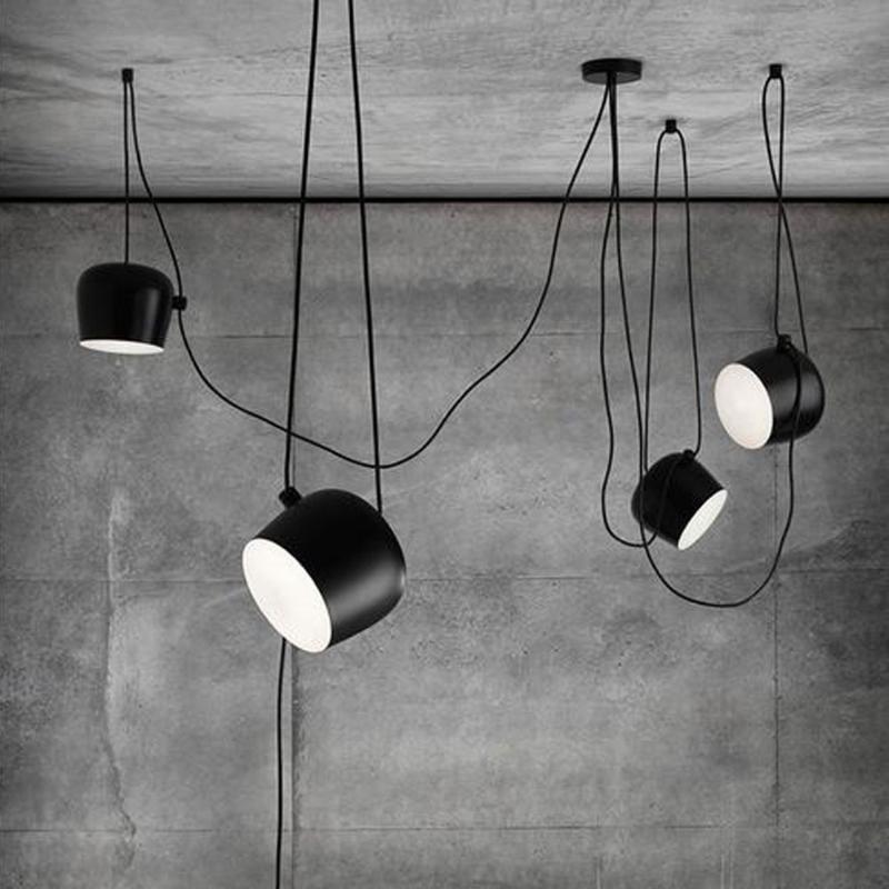 

Pendant Lamps Modern Industrial Iron Spider Drum Lights Black Suspension Luminaire Bar Living Room Hanging Light Lamp Fixtures