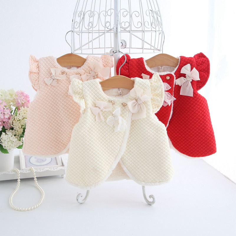 

2021 New Spring Autumn Children Clothing Outerwear&coats Thick Princess Girls Vest Kids Jackets Baby Girl Warm Waistcoat 0-2t 3color G9hf, Beige