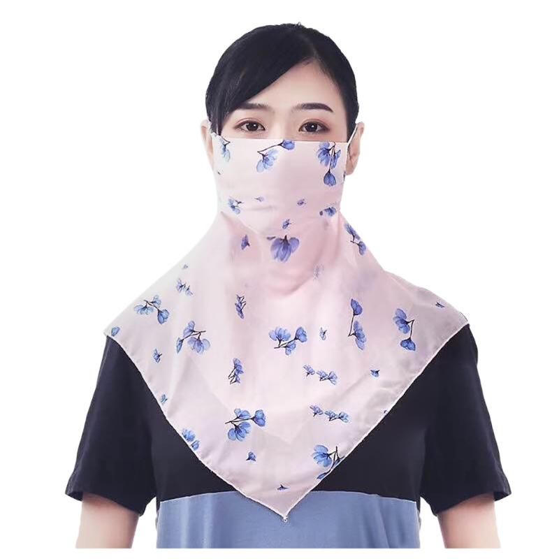 

Scarves Breathable Triangle Scarf Printing Riding Mouth Chiffon Thin Bandana Women Sunscreen Multi-function Face Ring Wraps