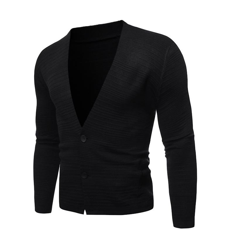

Men's V-neck Wool Cardigan Autumn Winter Warm Soft Slim Fit Long Sleeve Comfortable Clothes Knitted Casual Male Coats Pull Homme, Black