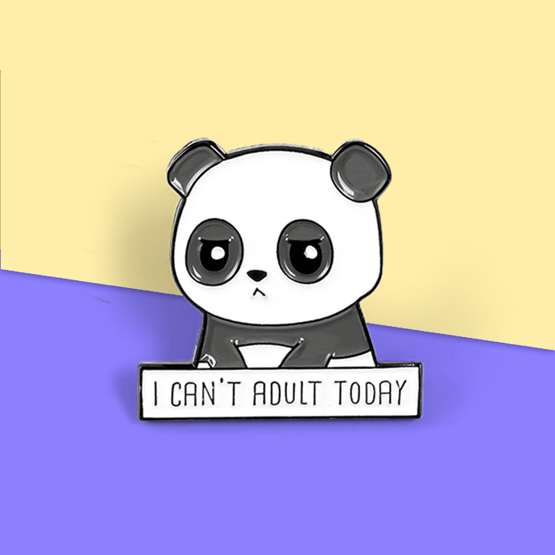 

Cartoon Animal Panda Enamel Brooch Badge Brooch Denim Clothes Backpack Animal Jewelry Gift Kids Bijoux Broche, Gray