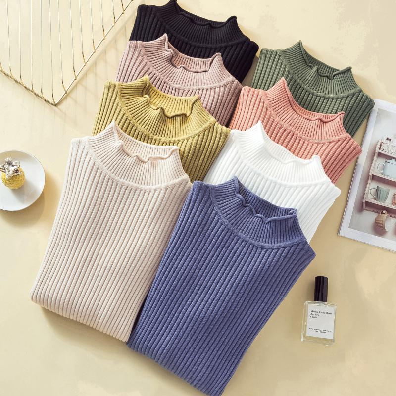 

Women's Sweaters Chic Autumn Winter Thick Sweater Pullovers Women Long Sleeve Casual Warm Basic Turtleneck Female Knit Jumpers Top 2022, White;black