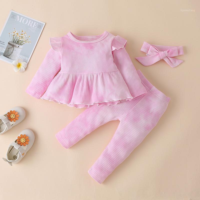 

Newborn Baby Girls Long Sleeve Rainbow Tie-dye Ruffle Top +pants Set Outfits Toddler Kids Winter Clothes Outfits Sets1, Beige