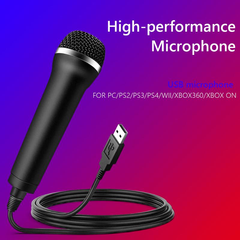 

USB Link Wired Game Microphone Karaoke Microphone for PlayStation 4 PS4 Switch Wii Xbox PC Black 25.6*7.2*4.8cm
