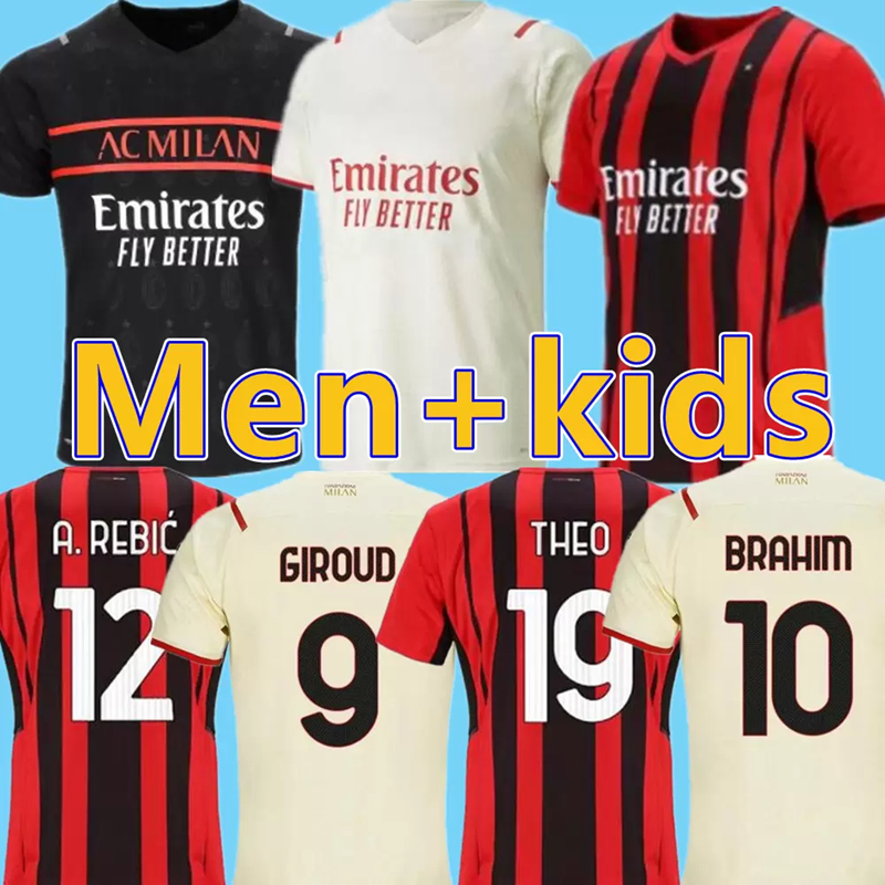 

S-4XL Fans+ Player 21 22 AC IBRAHIMOVIC soccer jerseyS BRAHIM BENNACER KESSIE ROMAGNOLI GIROUD 2021 2022 milan football shirt TONALI REBIC maillot men + kids kit