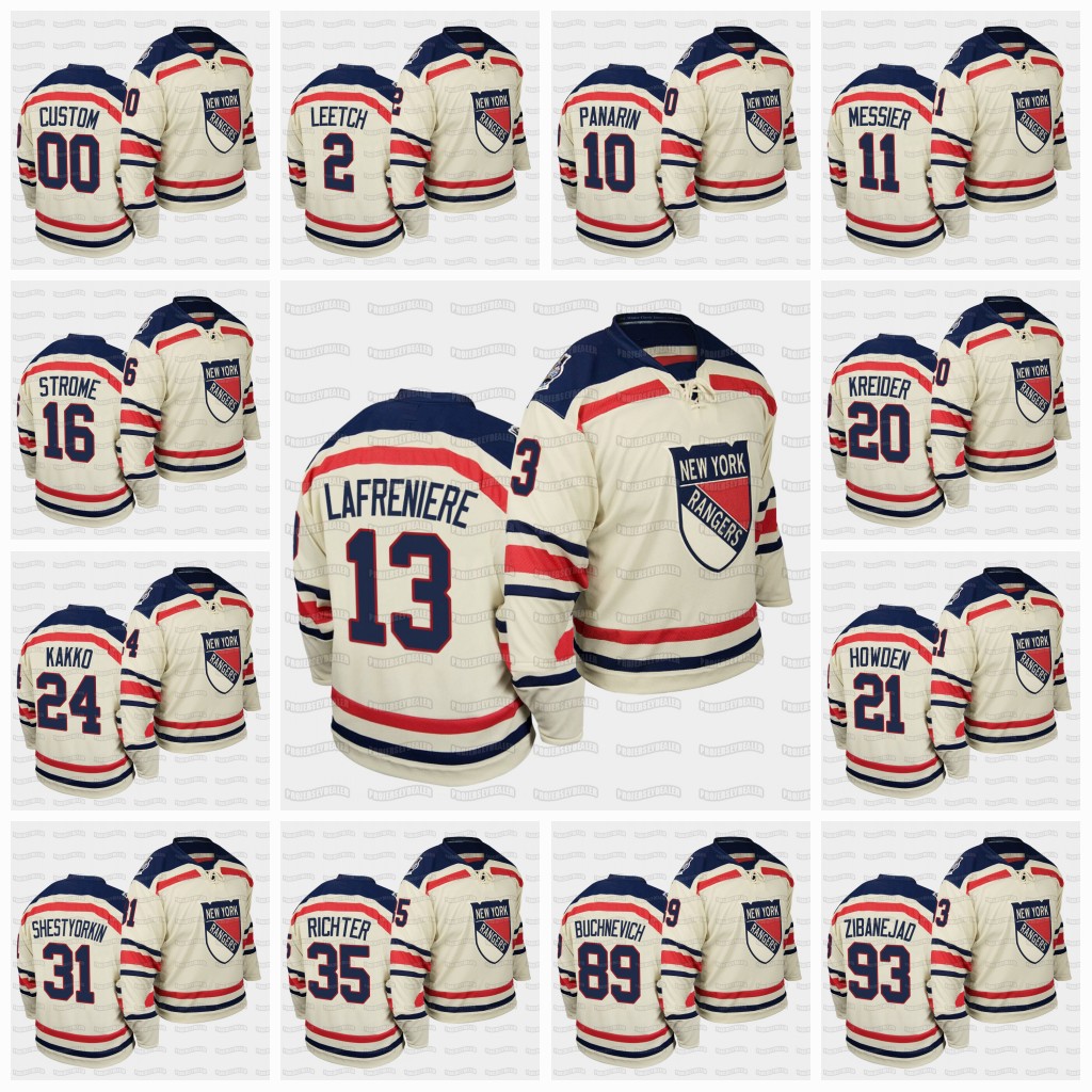 

13 Alexis Lafreniere New York Rangers 2012 Winter Classic Kaapo Kakko Jacob Trouba Artemi Panarin Mika Zibanejad Brady Skjei Jersey, Youth s-xl
