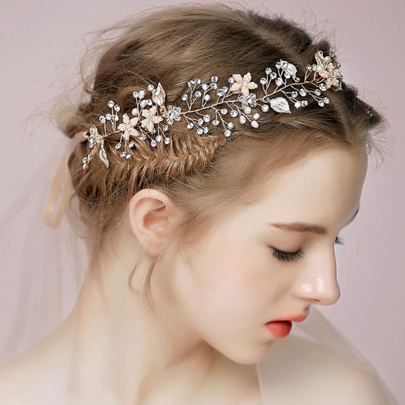 

Women Crystal Headband Handmade Hair Ornament Pearl Hair Vine Jewelry Marriage Decoration Festival Wedding Party Accessory