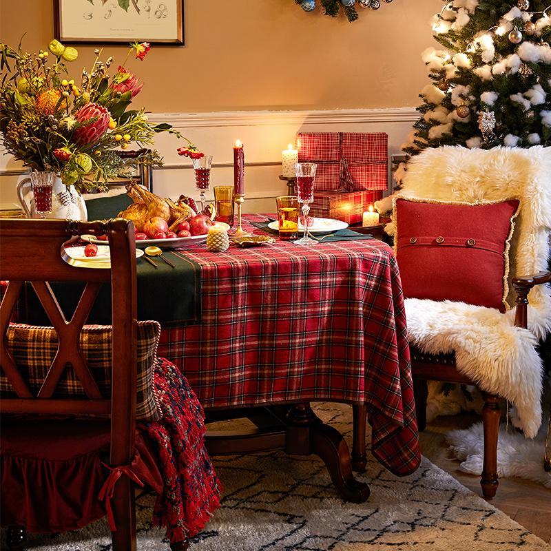 

Round Baffalo tablecloth Plaid table cloth cover for party wedding hotel1, Red