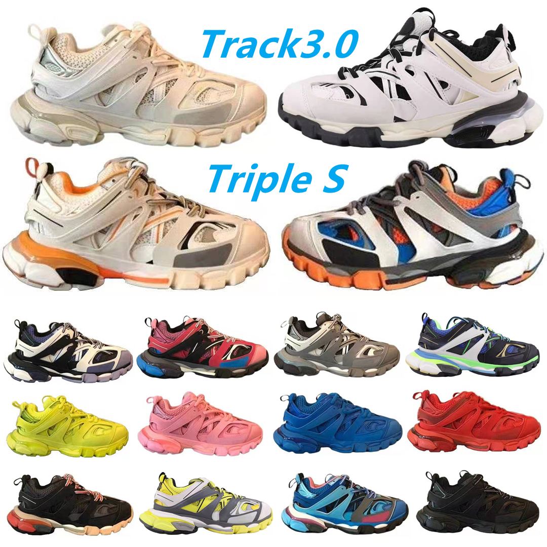 

Luxury Designer Track 3.0 Platform Casual Shoes Exquisite Leather Berathable Mesh Mixed Color Triple S Sneakers Men Women Outdoor Sports Low, Black