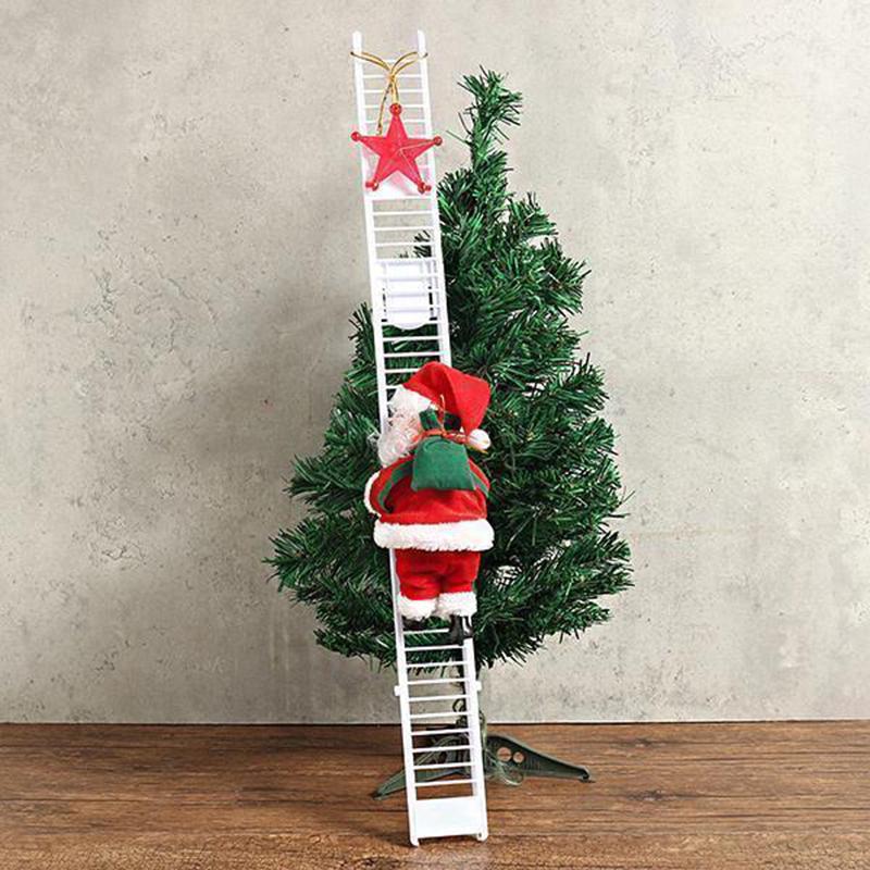 

In Stock Electric Santa Claus Climbing Ladder Santa Claus Christmas Xmas Music Figurine Party Decor Christmas Decorations
