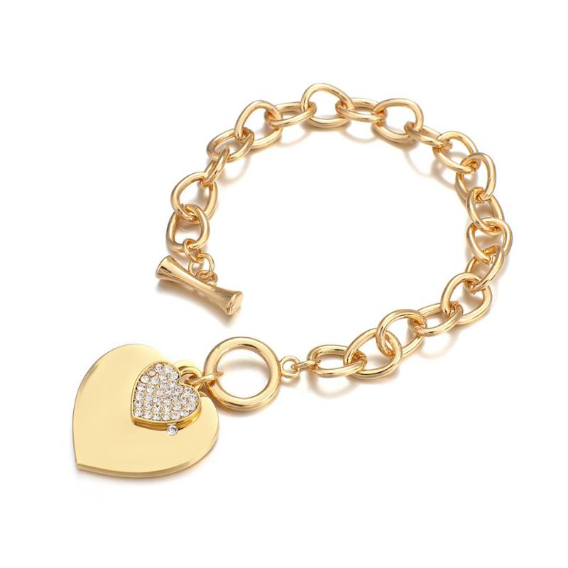 

Flashbuy Fashion Love Heart Pendant Bracelets for Women Chunky Thick hain Bracelets Jewelry Valentine's Day Gift