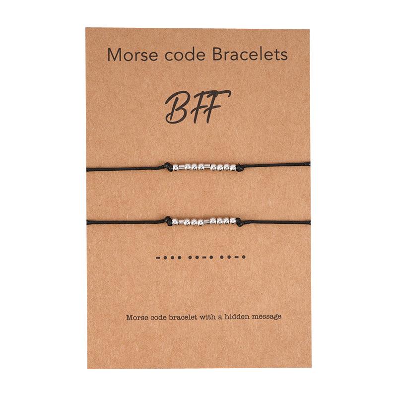 

Explosions Moss Password Bracelet Stainless Steel Beads Hand-woven BFF Card Lovers Rope Bracelet Women Charm