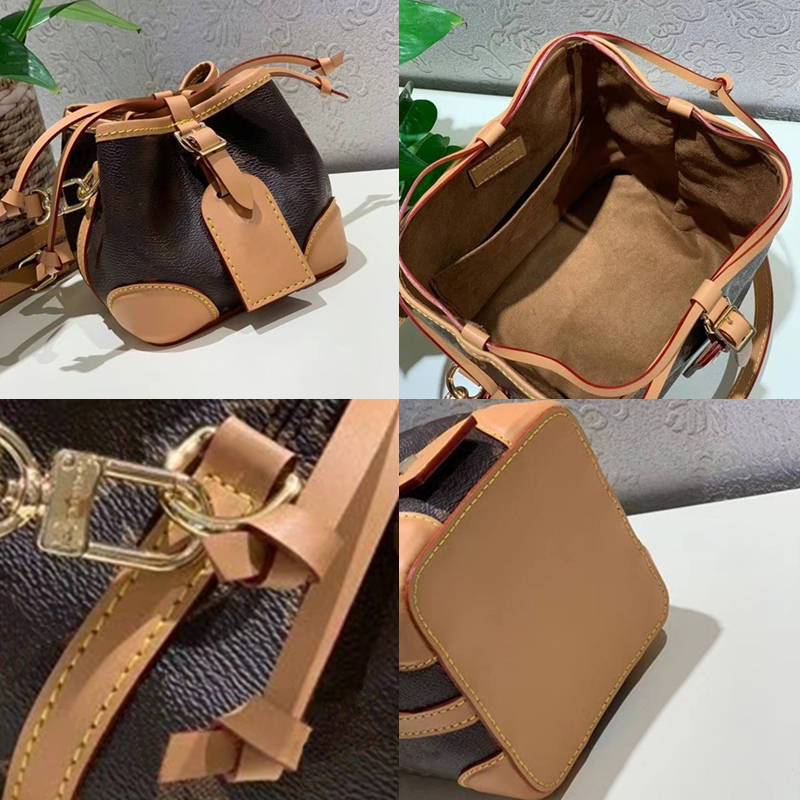 

5A+ Vintage Leather M57099 Noe Purse Mini Tote Shoulder Crossbody Bags Neonoe Nano Designer Luxury Handbags Women's Fashion Shopping Purses Odeon Clutchs Bag, Add box