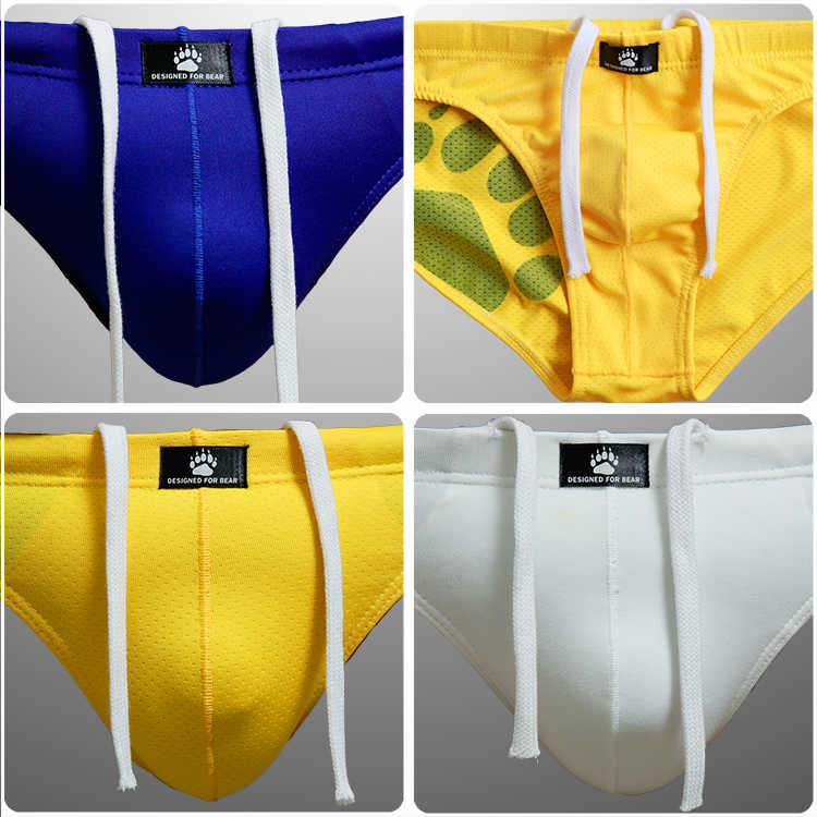 

Men's Bear Claw Paw Plus Swimwear Triangular Size Briefs Trunks Gay Bear Low Waist Briefs For Bear 6 Colors  L XL XXL, Mix colors