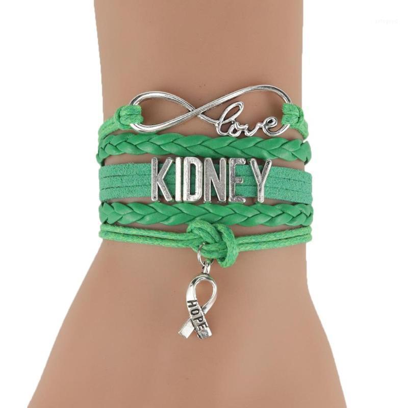 

Charm Bracelets Infinity Love Kidney Women Bracelet Stacks Ribbon Hope Awareness Leather Wrap Men & Bangles For Jewelry1