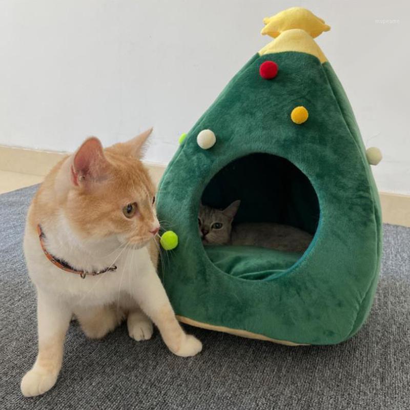 

Cute Christmas tree Shape Cat Dog House Soft Cozy Foldable Winter Warm Kitty Cave Animals Puppy Sleeping Mat Bed New Year Gifts1, As pic