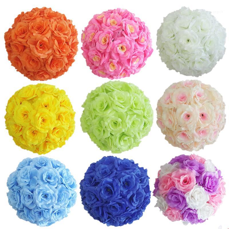 

Upscale White Artificial Rose Silk Flower Ball Hanging Kissing Balls 30cm 12 Inch Dia Ball For Wedding Party Decoration Supplies1, Black