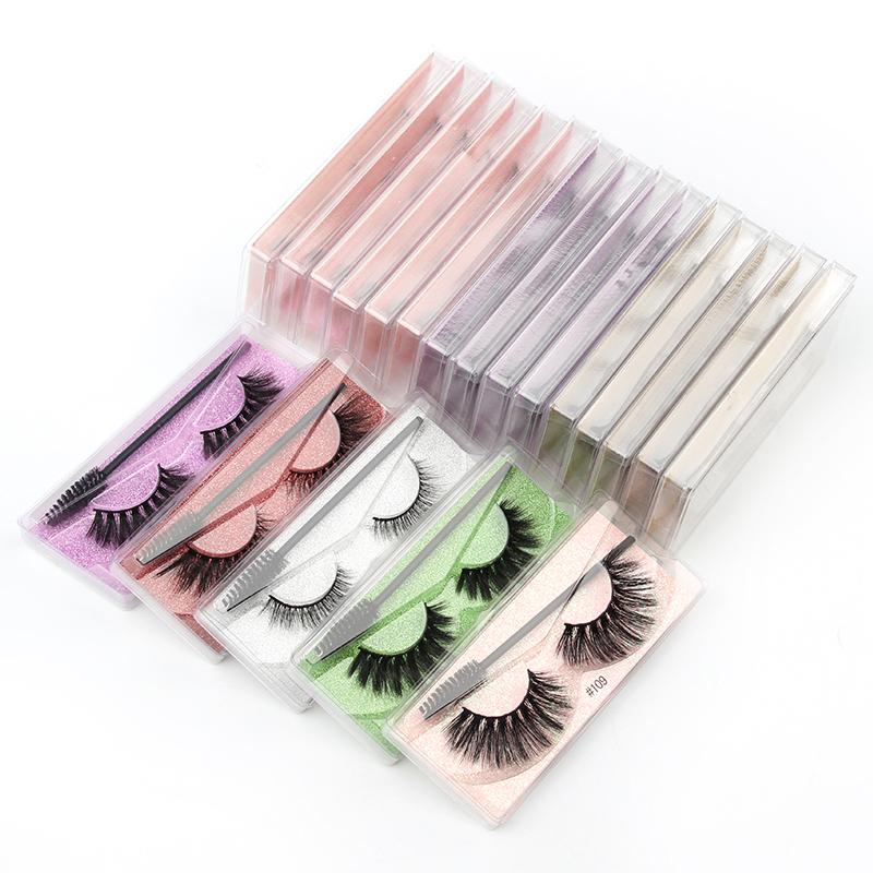 

SHIDISHANGPIN Mink Lashes Bulk False Eyelashes Box Package Fluffy Lashes Wholesale Natural Eyelashes With Brushes For Beauty