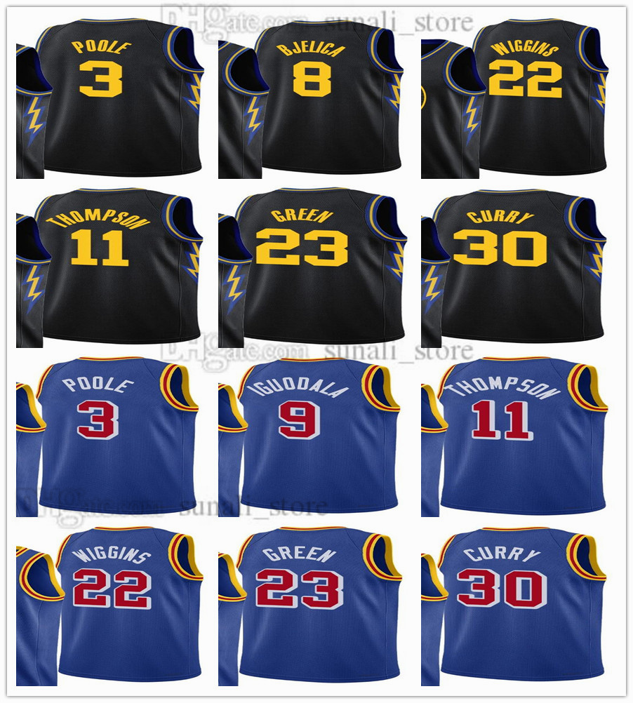 

75th Anniversary Jerseys Basketball 2022 City Stephen Curry 30 Klay 3 Poole 11 Thompson Draymond Green 23 Andrew Wiggins 22 Andre Iguodala 9 Nemanja Bjelica 8 Edition, Custom name number