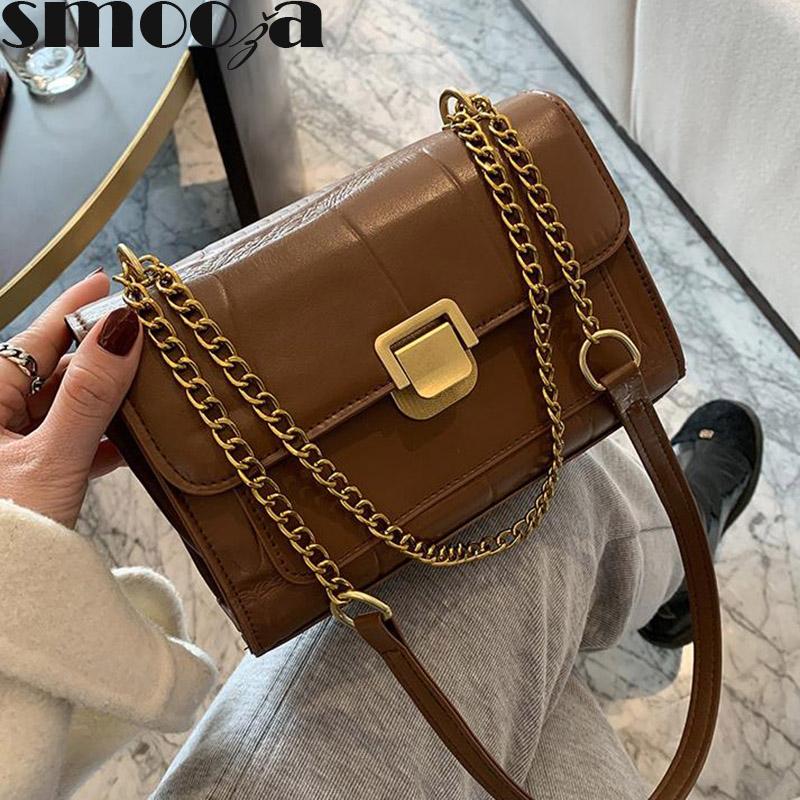 

SMOOZA Women Vintage Handbags Female 2021 New Wave Shoulder Messenger Crossbody Bags Texture Fashion Retro Mini Square Pu Bags, Black