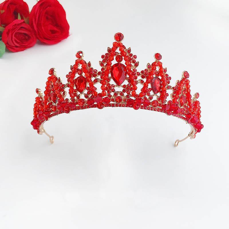 

Handmade Beaded Sparkling Crystal Crown Luxury Rhinestone Tiara Bride Wedding Headdress Headpeice Hair Jewelry Accessories LB Clips & Barret, Golden;silver