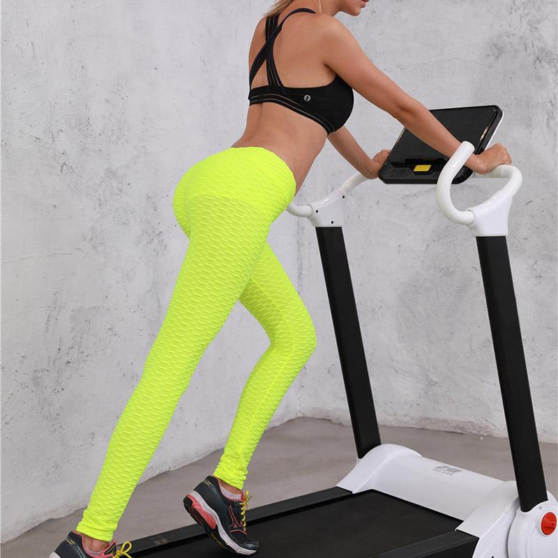 

Women Quick-dry Jacquard Tight Yoga Pants with V Waist for Controling Tummy EDF88, Black