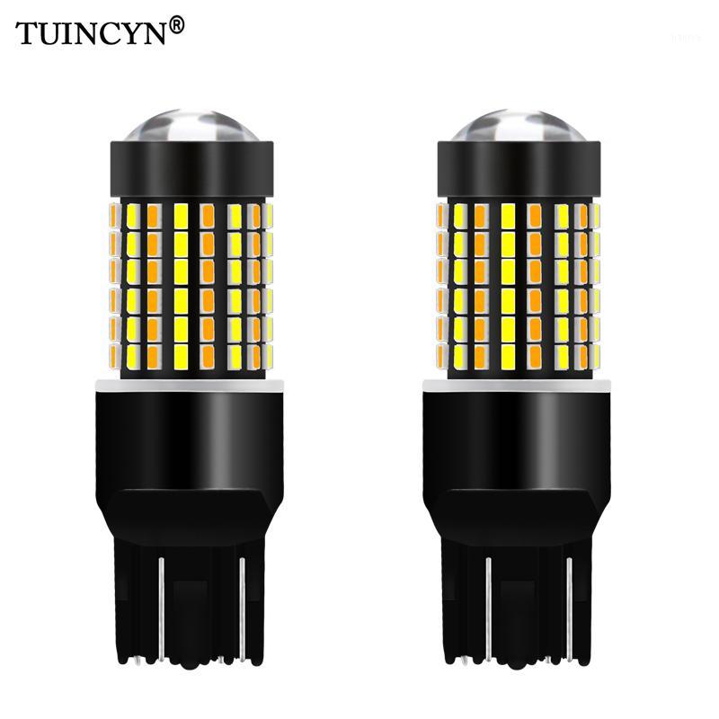 

TUINCYN 2pcs Dual Color T20 7443 580 Led Bulbs For Cars Switchback Orange/White Led Turn Signal Lights With DRL Function 1200Lm1, As pic