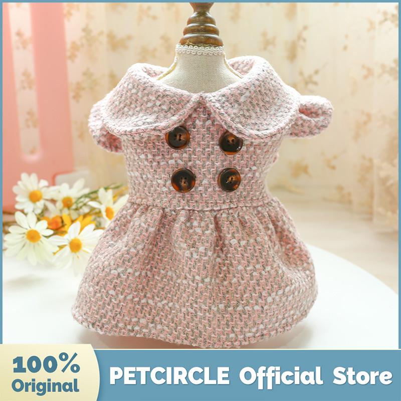 

PETCIRCLE Dog Puppy Clothes Fragrant Wind Doll Collar Dress Fit Small Dog Pet Cat All season Pet Cute Costume Clothes Skirt, Black white grid