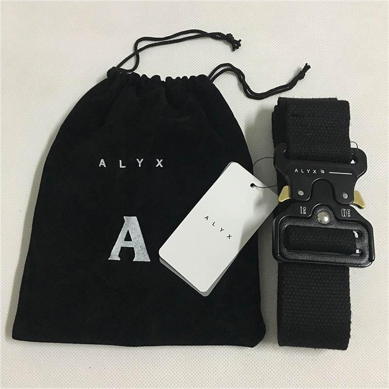 

ALYX Belt 128cm Fashion safety belt Men Women Rollercoaster Black Metal Button Canvas ALYX1, Black;brown