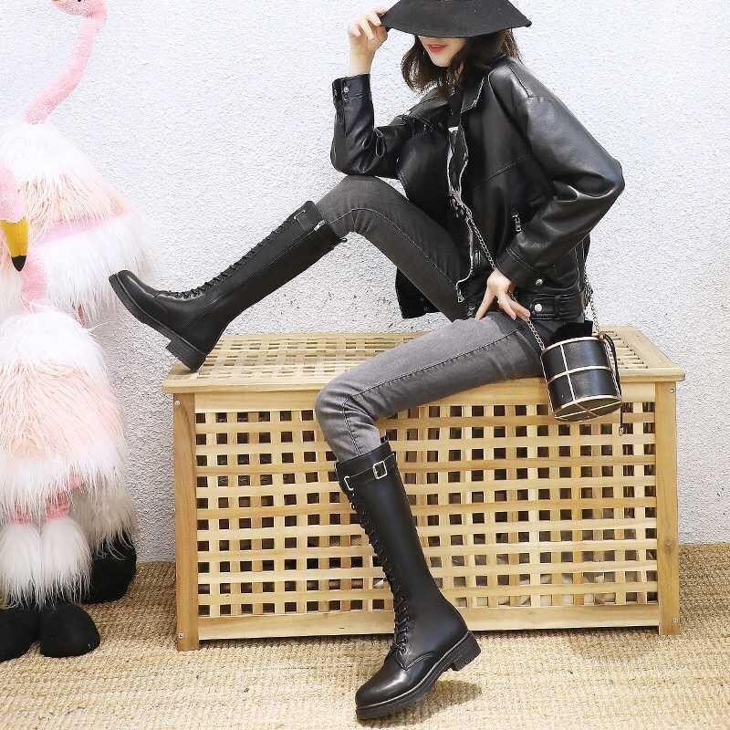 

2020 Autumn New Arrival Design mid-calf Boots Women Cool High Platform Boots Wedges Shoes Woman jkm890, Black