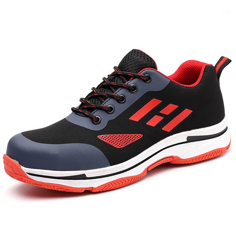 

large size men's fashion steel toe caps shoes platform safety shoe breathable security work boots zapatillas de seguridad hombre1, Black