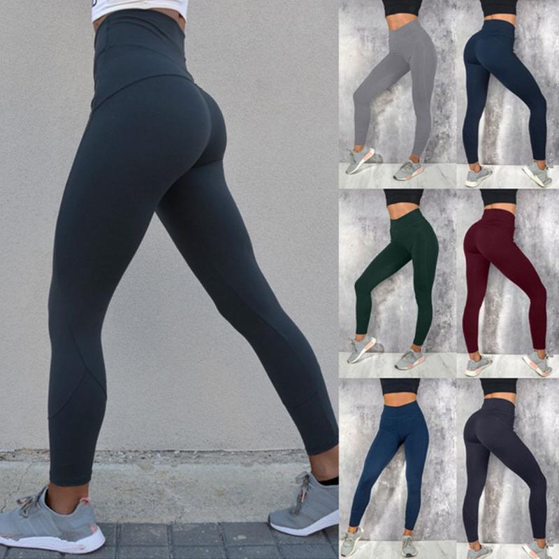 

Sexy stitching legs bifurcated yoga buttocks leggings women, Black