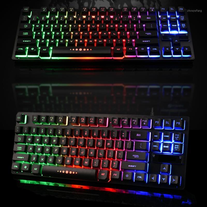 

Ergonomic Wired 87 Keys Backlight Anti Fade Easy Operate Keyboard Home Clear Mechanical Desktop Accessories Game USB1