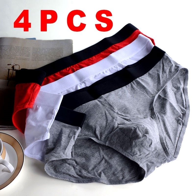 

4pcs/Lot men underwear briefs Breathable Cozy Cotton fabric Europe US Size Men's underwear male intimo uomo sexy underpants man 201112, 4 white
