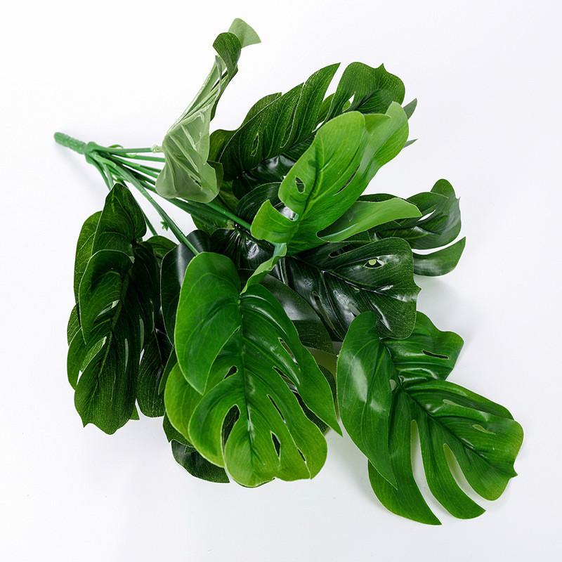 

12 Forks/Bouquet Artificial Plants Green Turtle Leaves Simulation Plants Home Balcony Garden Landscape Decoration Accessories, 25cm 9heads green