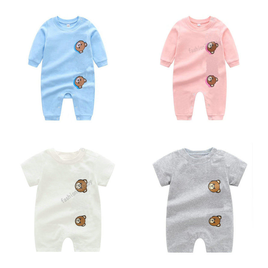 

kids Designer Rompers baby boy girl summer top quality short-sleeved Long sleeve Combed cotton clothes high quality newborn Jumpsuits, Pink